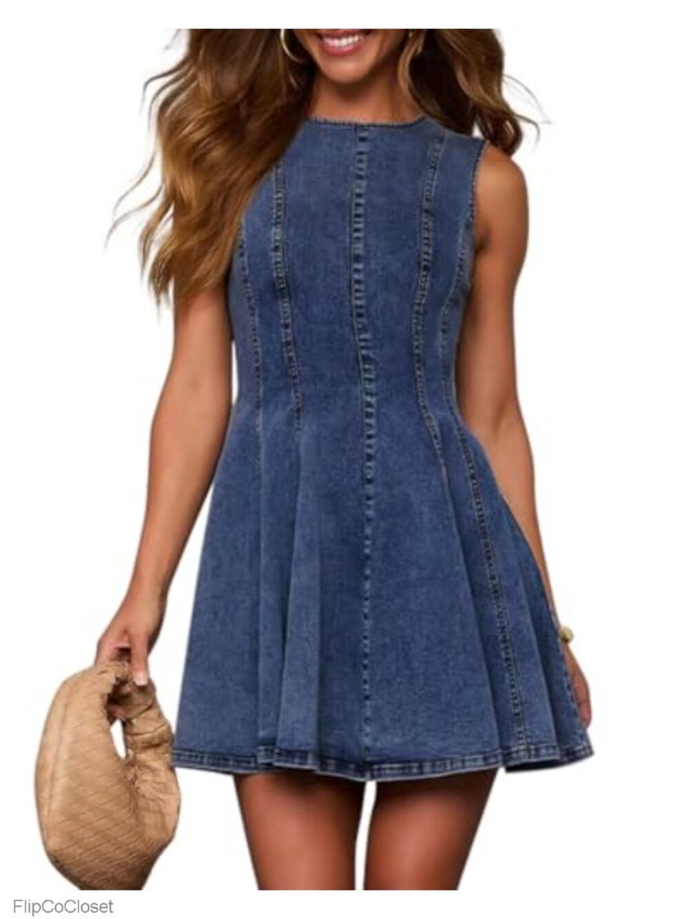 Denim Dress for Women Sleeveless Babydoll Tank Slim Fit A-Line Summer Casual